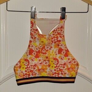NWOT AERIE BRIGHT FLORAL CROSS BACK BIKINI TOP SPORTS BRA SMALL